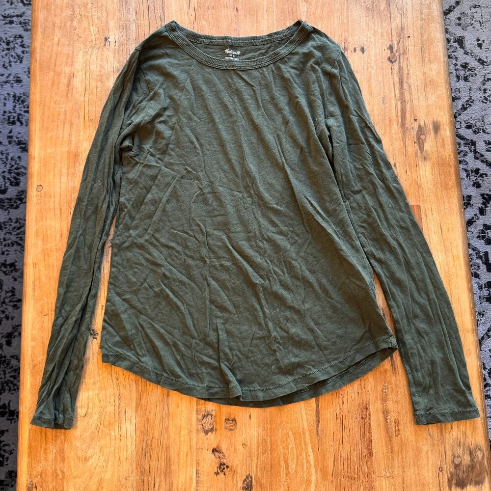 Madewell Soft Cotton Long Sleeve T-Shirt (Green / S)